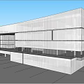 Contemporary Sales Office Building With Glass Curtain Wall And Horizontal Lines Design