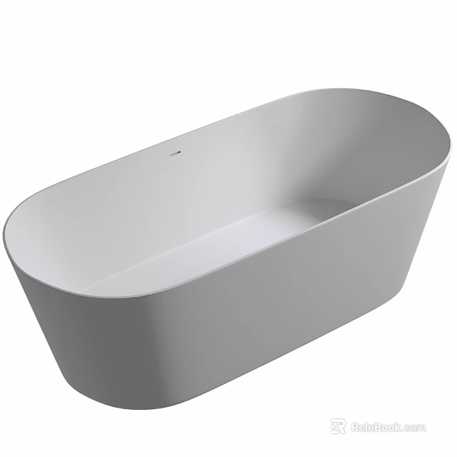 Modern White Freestanding Bathtub With Sleek Oval Design For Bathroom 3d model 