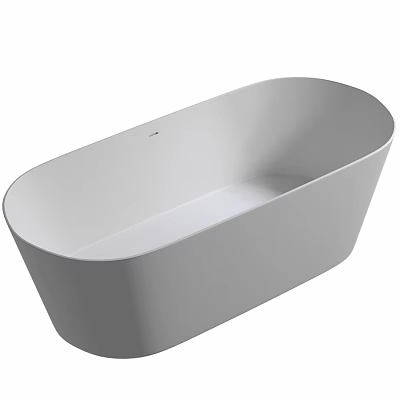 Modern White Freestanding Bathtub With Sleek Oval Design For Bathroom 3d model