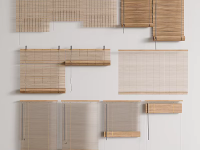 Various Stylish Window Blinds With Modern Design Features And Natural Textures 3d model
