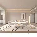 Modern Living And Dining Area Interior With Beige Sofa Round Coffee Table And Decorative Painting