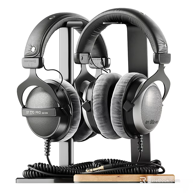 Premium Over ear Headphones With Comfortable Ear Cushions And Adjustable Headband Design 3d model 