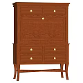 Elegant Brown Wooden Decorative Cabinet With Multiple Drawers And Brass Handles