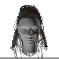 Hair Jewelry Accessories With Blue Decorations On Braided Brown Hair Mannequin Head