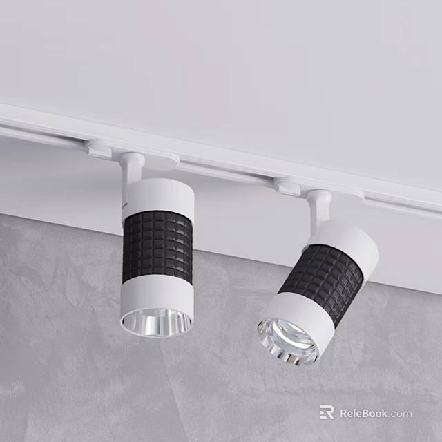 Modern Track Spotlights with White Body Black Mesh and Silver Head for Ceiling Installation 3d model 