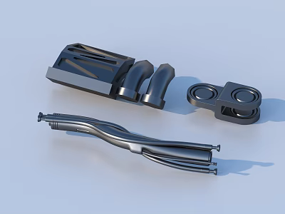 Assorted Metal Mechanical Parts With Curved Structure And Hole Features For Industrial Use 3d model
