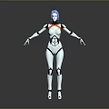 Children Friendly Humanoid Robot Toy With Blue Hair White Body And Orange Details