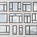 Various Modern Window Designs With Sky And Mountain Background Views 3d model
