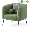 Modern Neutral Beige Accent Chair with Houndstooth Pattern Pillow Round Cushion Black Metal Legs