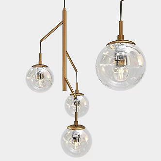 Quiet Wind Chandelier Restaurant Simple Loft Apartment Small Apartment Inclined Top French Retro Magic Bean Stair Chandelier 3d model
