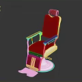 Red Barber Chair With Red Seat Backrest Armrests White Base And Footrest