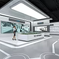 Modern Electronic Precision Factory Exhibition Hall With Interactive Robot Display And Tech Interior 3d model