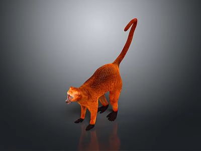 Orange Standing Monkey 3D Model on Gray Background with Realistic Texture 3d model
