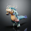 Anthropomorphic Blue Green Dragon Holding Teapot With Curled Whiskers And Scaly Skin