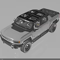 Modern Silver Pickup Truck With Panoramic Roof Rugged Tires And Spacious Truck Bed