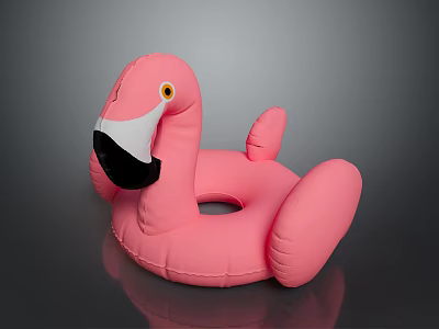Pink Flamingo Shaped Inflatable Swim Ring Perfect for Summer Pool and Beach Fun 3d model