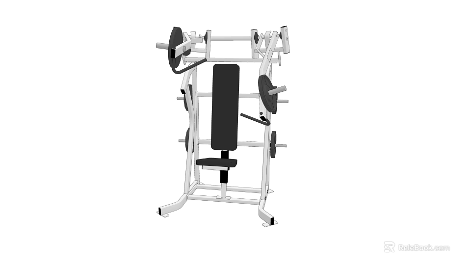 Multi Functional Weight Training Equipment With Bench And Barbell For Home Gym 3d model 