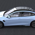 Light Blue Modern Electric Sedan With Sleek Aerodynamic Body And Alloy Wheels