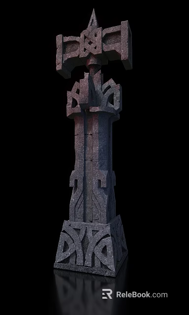 Intricately Carved Stone Architectural Column With Decorative Patterns And Detailed Design 3d model 