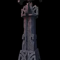 Intricately Carved Stone Architectural Column With Decorative Patterns And Detailed Design