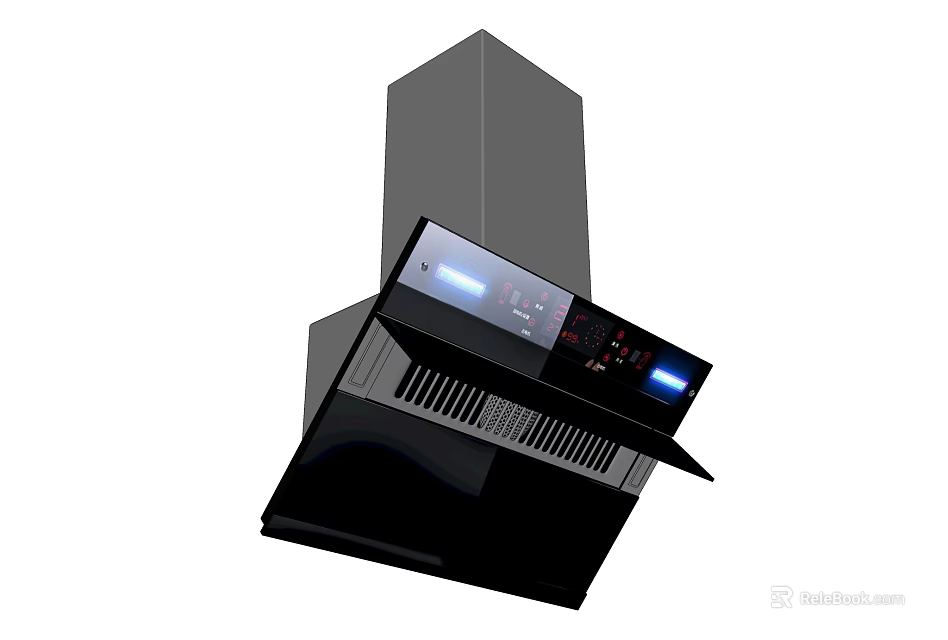 Modern Black Kitchen Range Hood Appliance With LED Lights And Control Panel 3d model 