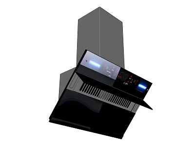 Modern Black Kitchen Range Hood Appliance With LED Lights And Control Panel 3d model