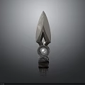 Sharp Metal Dagger With Pointed Blade Wrapped Handle And Circular Ornament