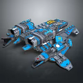 Futuristic Sci Fi Spaceship Model In Blue Gray With Detailed Mechanical Modules 3d model