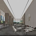 Modern Hotel Lobby Interior With Large Red Art Chandelier And Spiral Staircase