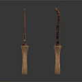 Five Hand Tools With Wooden Handles And Rustic Metal Blades On White Background