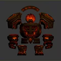 Fierce Red Mechanical Guardian Construct With Glowing Core And Armor Plates 3d model