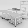 Sturdy Metal Storage Shelving Units With Wheels Multiple Shelves And Worktables 3d model