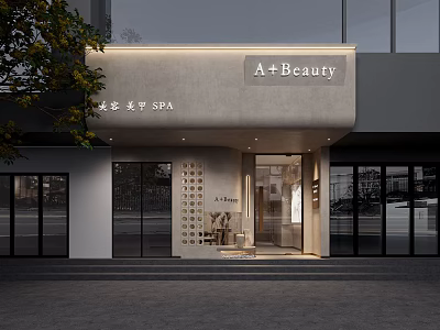 A+Beauty Modern Beauty Salon SPA Exterior With Glass Doors And Stylish Facade Design 3d model