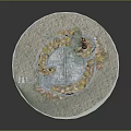 Cartoon Scenic Circular Garden With Stone Wall Tree And Decorative Plants