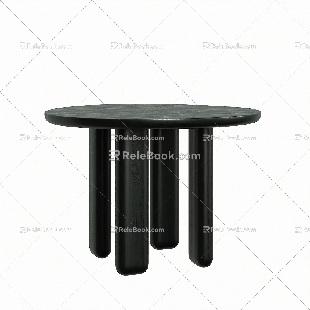 Modern coffee table black round 3d model