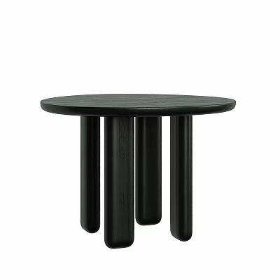 Modern Black Round Coffee Table With Cylindrical Legs For Living Room Decor 3d model