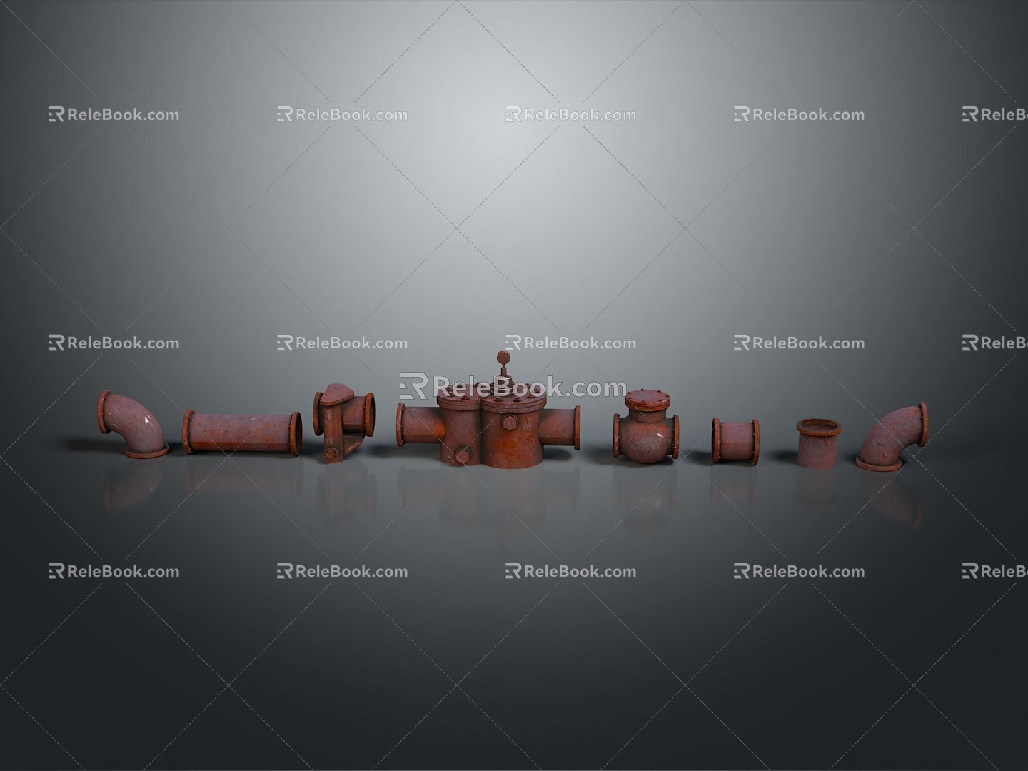 Pipe water pipe valve iron pipe fitting flange tee joint pipe water pipe valve 3d model