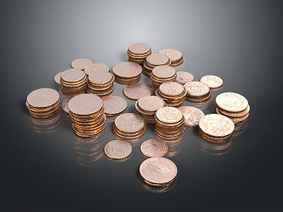 Modern Copper Coin Gold Coin Silver Coin 3d model Modern Copper Coin Gold Coin Silver Coin 3d model