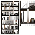 Modern Bookcase Interior Design With Shelves Books Decorative Vases Sculptures And Frames