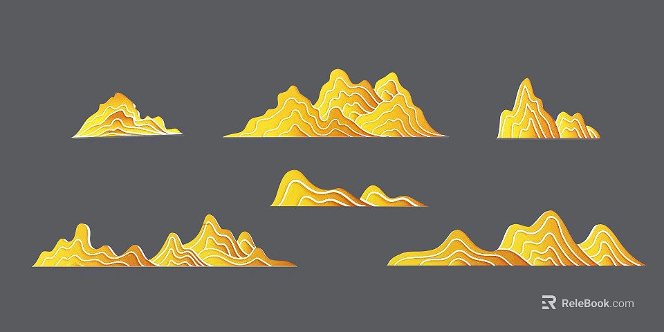 Commercial Equipment With Golden Wavy Mountain Patterns On Grey Background 3d model
