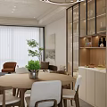 Modern Living and Dining Room Interior With Open Layout Sofa Coffee Table Dining Table And Chandelier