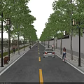 Modern Urban Road Infrastructure With Lined Street Lamps Green Trees And Pedestrian Sidewalks