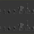 Collection of Various Animal Figurines Including Elephants Giraffes and Lions on Gray Background