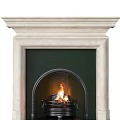 Classic Marble Surround Fireplace With Black Metal Frame And Burning Fire