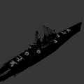 Gray Hull Naval Warship With Deck Turrets Cannons And Rusty Bottom Structure