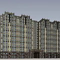 Modern High Rise Residential Building With Decorative Facade And Multiple Windows 3d model