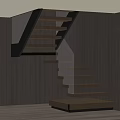 Modern Floating Stairs With Wooden Steps Metal Frame And Glass Railing