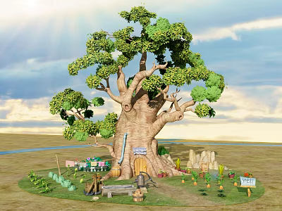 Modern Tree House Vegetable Garden 3d model