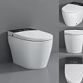 Modern Smart Toilet with White Design and Black Control Panel 3d model