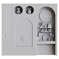 Arched Door Light Colored Wardrobe With Drawers Shelves Dolls And Hello Sunshine Light Up Sign